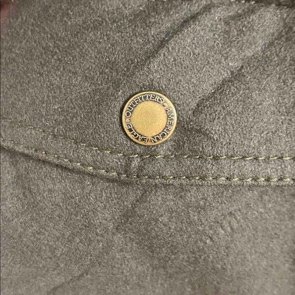 American Eagle Women’s Olive Moto Wool Bomber Jacket Faux Fleece Trim Size XXL - Picture 9 of 9